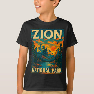 Zion nationaal park vintage reis buiten t-shirt