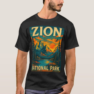 Zion nationaal park vintage reis buiten t-shirt