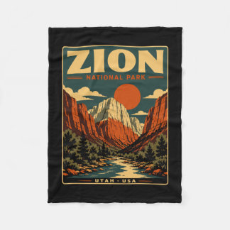Zion nationaal park vintage retro canyon buiten fleece deken