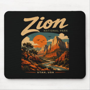 Zion nationaal park vintage retro canyon buiten muismat