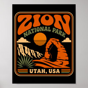 Zion nationaal park vintage retro canyon buiten poster