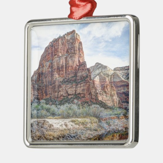 Zion National Park Angels Landing - Digitale verf Metalen Ornament (Links)