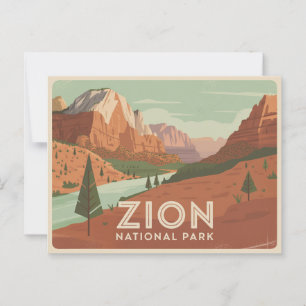 Zion National Park ansichtkaart retro Briefkaart