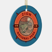 Zion National Park Bighorn Sheep Retro Compass Keramisch Ornament (Rechts)