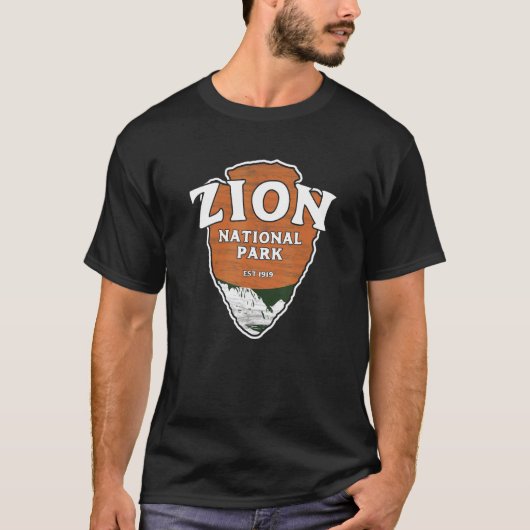 Zion National Park Classic Style Arrowhead Sign T-shirt (Voorkant)