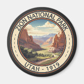 Zion National Park Illustratie Reiskunst Magneet (Voorkant)