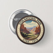 Zion National Park Illustratie Reiskunst Ronde Button 5,7 Cm (Voorkant /achterkant)