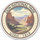 Zion National Park Illustratie Reiskunst Sticker (Voorkant)