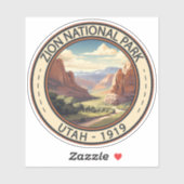 Zion National Park Illustratie Reiskunst Sticker (Vel)