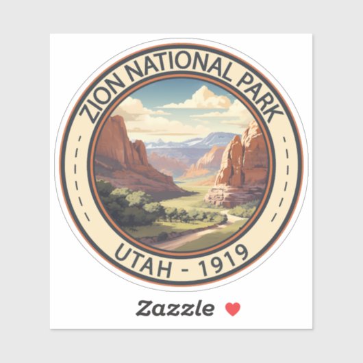 Zion National Park Illustratie Reiskunst Sticker (Vel)