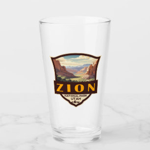 Zion National Park Illustratie Retro Badge Glas