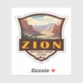 Zion National Park Illustratie Retro Badge Sticker (Vel)