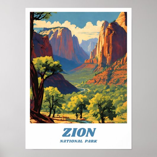 Zion National Park illustratie retro esthetisch Poster (Voorkant)