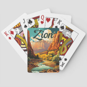 Zion National Park Illustratie Retro Pokerkaarten