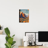 Zion National Park illustratie retro Poster (Thuiskantoor)