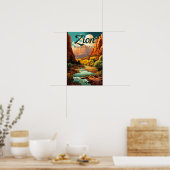 Zion National Park Illustratie Retro Poster (Keuken)