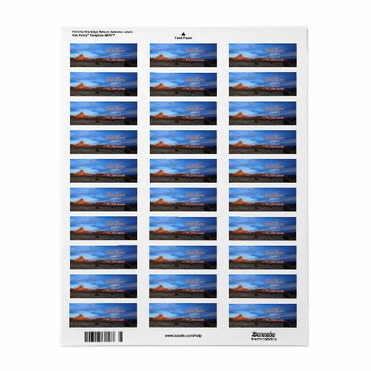 Zion National Park Landschap Retouradres Label (Full Sheet)
