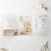 Zion National Park Map | Desert Wedding Drieluik Uitnodiging (Binnen)