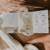 Zion National Park Map | Desert Wedding Drieluik Uitnodiging