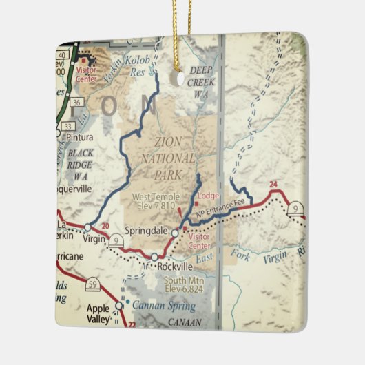 Zion National Park Map Keramisch Ornament (Links)
