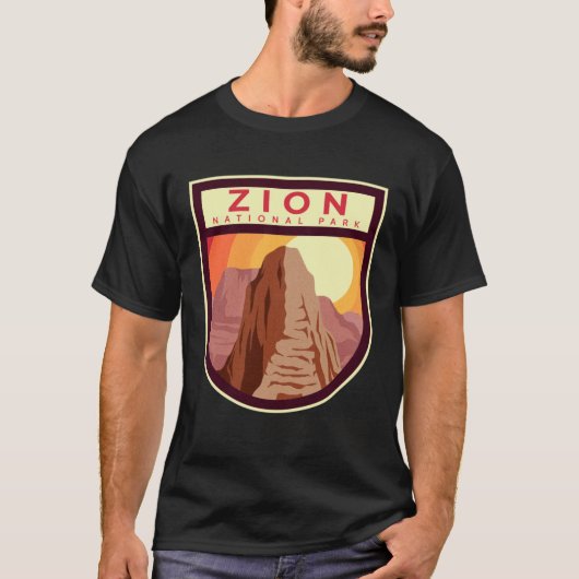 Zion National Park Natuur Retro Badge T-shirt (Voorkant)