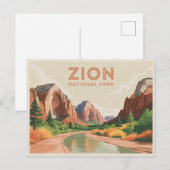 Zion National Park Postcard Vintage Briefkaart (Voorkant / Achterkant)