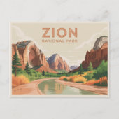 Zion National Park Postcard Vintage Briefkaart (Voorkant)