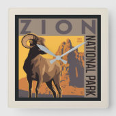 Zion National Park | Ram Vierkante Klok (Voorkant)