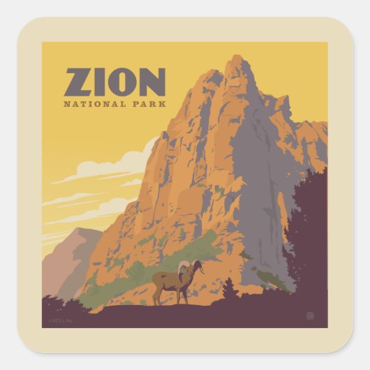 Zion National Park | Ram Vierkante Sticker (Voorkant)