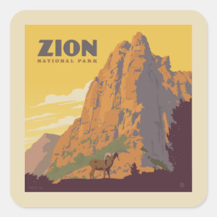Zion National Park   Ram Vierkante Sticker