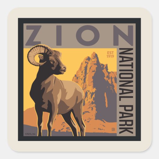 Zion National Park | Ram Vierkante Sticker (Voorkant)