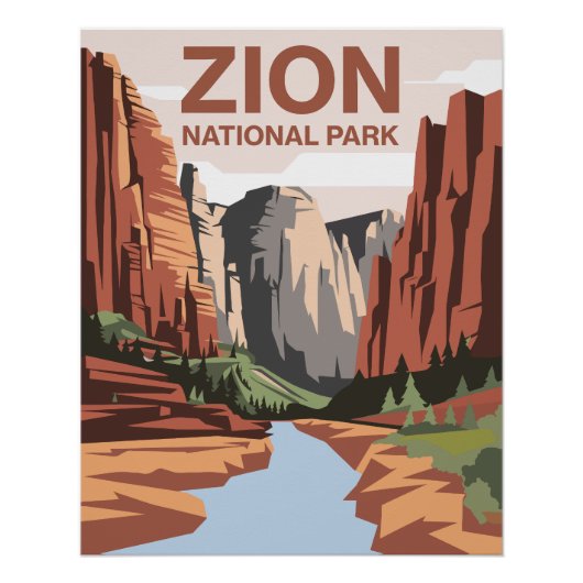 Zion National Park Reis Kunst Perfect Poster (Voorkant)