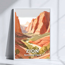 Zion National Park | Reis Watercolor Valley Poster