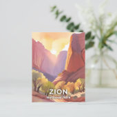 Zion National Park | Reis Waterverf Briefkaart (Staand voorkant)