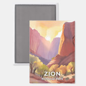 Zion National Park | Reizen Waterverf Magneet (Voorkant / Achterkant)
