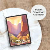 Zion National Park | Reizen Waterverf Poster