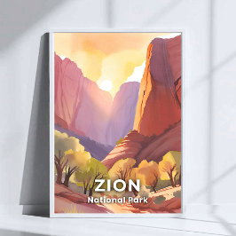 Zion National Park | Reizen Waterverf Poster