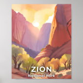 Zion National Park | Reizen Waterverf Poster (Voorkant)