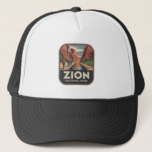 Zion National Park Retro Badge Trucker Pet (Voorkant)