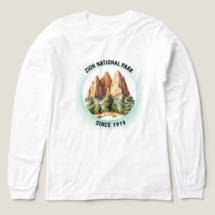 Zion National Park Retro Bedrukte Cirkel T-Shirt