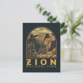 Zion National Park Retro Emblem Briefkaart (Staand voorkant)