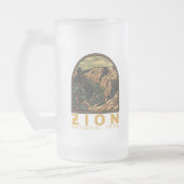 Zion National Park Retro Emblem Matglas Bierpul (Links)