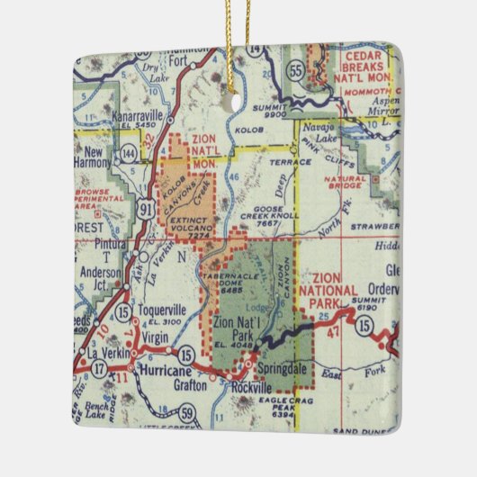 Zion National Park Retro Map Keramisch Ornament (Links)