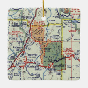 Zion National Park Retro Map Keramisch Ornament