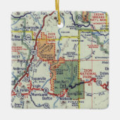 Zion National Park Retro Map Keramisch Ornament (Voorkant)