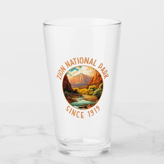 Zion National Park Retro Noodcirkel Glas (Voorkant)