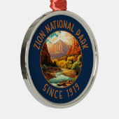 Zion National Park Retro Noodcirkel Metalen Ornament (Rechts)