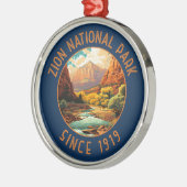 Zion National Park Retro Noodcirkel Metalen Ornament (Links)