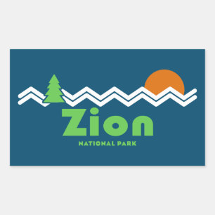 Zion National Park Retro Rechthoekige Sticker
