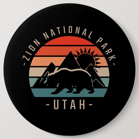 Zion National Park Retro Ronde Button 6,0 Cm (Voorkant)